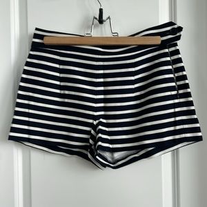 J Crew Navy + White Striped Shorts